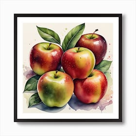 Watercolor Apple Painting Art Print