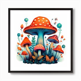 Mushrooms And Flowers 54 Art Print