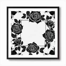 Black Roses Frame 2 Art Print