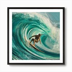 Surfer In The Wave Art Print