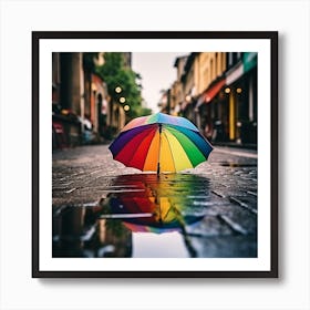 Rainbow Umbrella Art Print