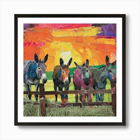 Kitsch Collage Of Donkeys 4 Art Print