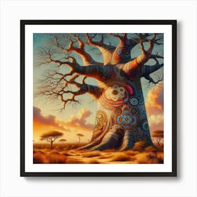 Tribal African Art Baobab 2 Art Print