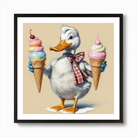 Ice Cream Duck Art Print