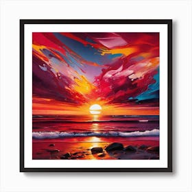 Sunset Over The Ocean 34 Art Print