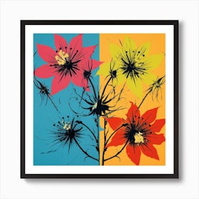 Andy Warhol Style Pop Art Flowers Love In A Mist Nigella 2 Square Art Print