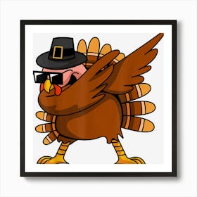 Dabbing Turkey Thanksgiving Day Gifts Mens Boys Girls Kids Art Print