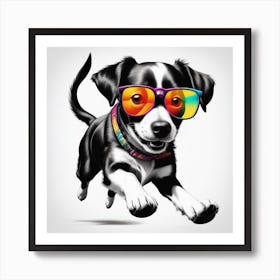 Dog With Sunglasses Art Print