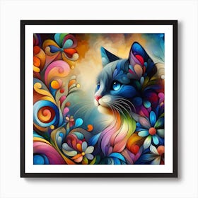 Colorful Cat Painting 2 Art Print