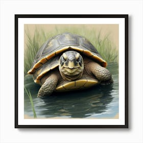 Turtle In Water 5 Art Print