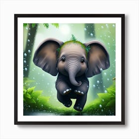 Elephant In The Rain 3 Art Print