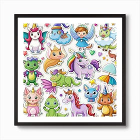 Unicorn Stickers Art Print