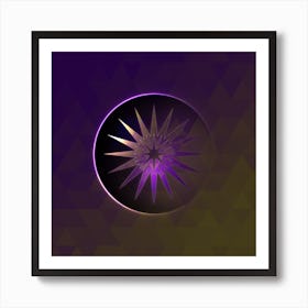 Geometric Neon Glyph on Jewel Tone Triangle Pattern 198 Art Print