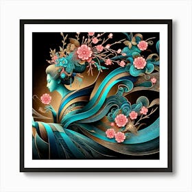 Japan Traditional Geisha Illustration By Ad 124 Art Print