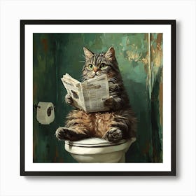 Cat Reading Newspaper 4 Art Print