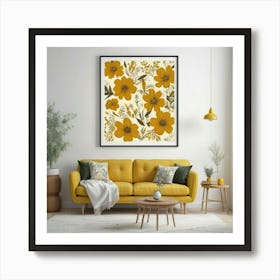 Always Blooming Good Mood Mustard Yellow Living Room A 1 Art Print