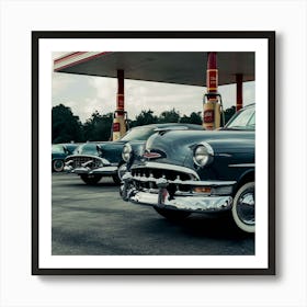 Classic Cars At Gas Station Art Print