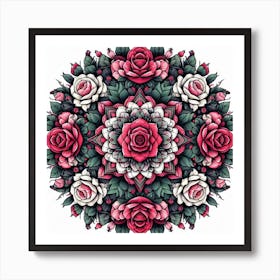 Mandala of roses 2 Art Print