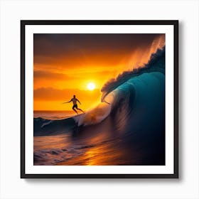 Dreamshaper V7 A Surfer Carving A Path Through A Deep Blue Oc 0 Art Print