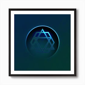Geometric Neon Glyph on Jewel Tone Triangle Pattern 296 Art Print