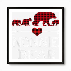 Red Plaid Nonnie Bear Matching Family Pajama Christmas Art Print