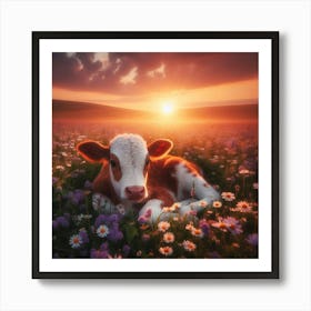 Cow In A Field Art Print