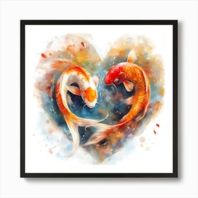 Koi Fish In Heart 4 Art Print