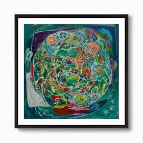 Living Room Art, Bunch of Flowers Vibrant Abstract Inspired by Nature Art Print