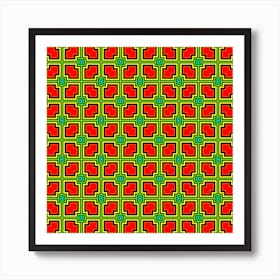 Pattern Modern Texture Seamless Red Yellow Green Art Print