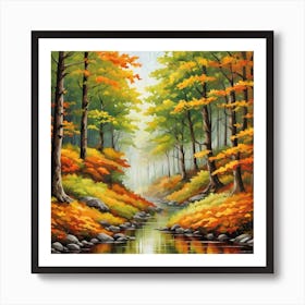 Forest In Autumn In Minimalist Style Square Composition 271 Art Print