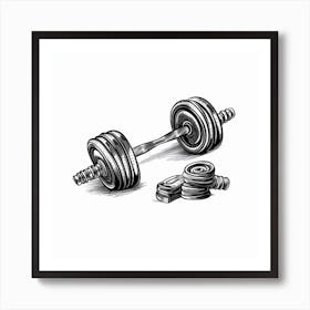 Drawing Of A Dumbbell Art Print