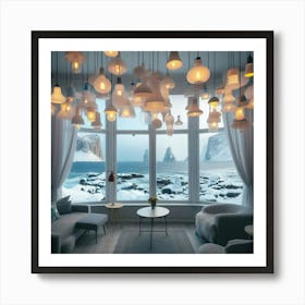 Room With A View to winter sea and rocks Art Print