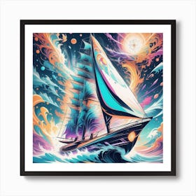 Sailboat In The Ocean Art Print