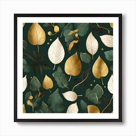 Golden and green leaves Art Print