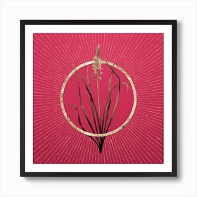 Gold Wild Asparagus Glitter Ring Botanical Art on Viva Magenta n.0087 Art Print