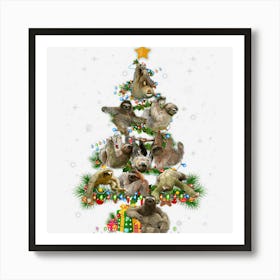 Sloth Christmas Tree Funny Sloth Lover Xmas Pajamas Art Print