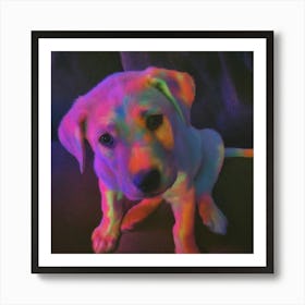 Neon Labrador Puppy Art Print