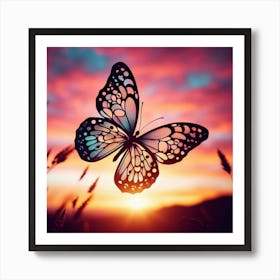 Butterfly At Sunset 4 Art Print