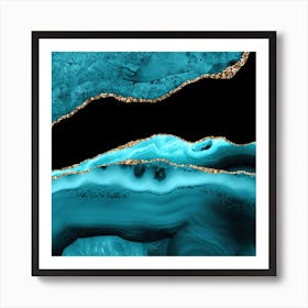 Teal & Gold Agate Texture 13 Art Print