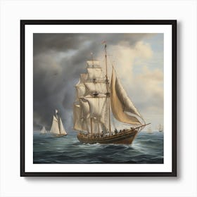 Sailing Ships In The Ocean Art Print