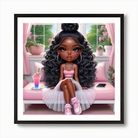 Black Girl With Long Hair 3 Art Print