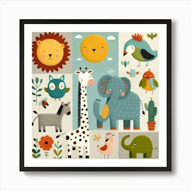 Zoo Animals Wall Art 1 Art Print