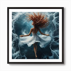 Girl In The Ocean Art Print