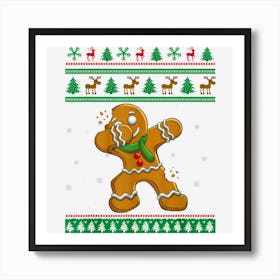 Dabbing Gingerbread Santa Ugly Christmas Sweater Xmas Cookie Art Print