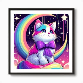 Rainbow Cat On The Moon 1 Art Print