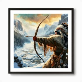 Native American Indian Shooting Bow Arrow 4 Art Print