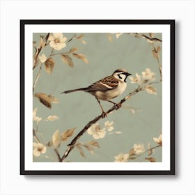 Sparrow On A Branch Art Print