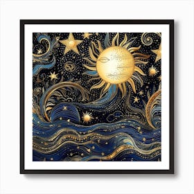 Gold Stars In The Sky Art Print