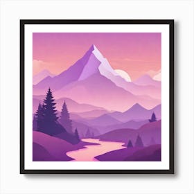 Misty mountains background in purple tone 15 Art Print