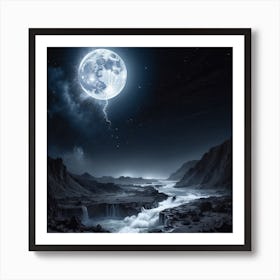 Full Moon Over The River Metal Print Art Print